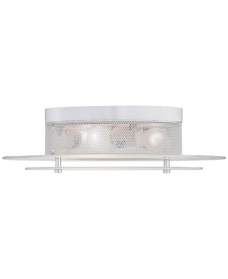 Possini Euro Design Modern Ceiling Light Flush Mount Fixture 15 3/4" Wide Gleaming White 3-Light 2-Tier Clear Frosted Glass for Bedroom Kitchen H