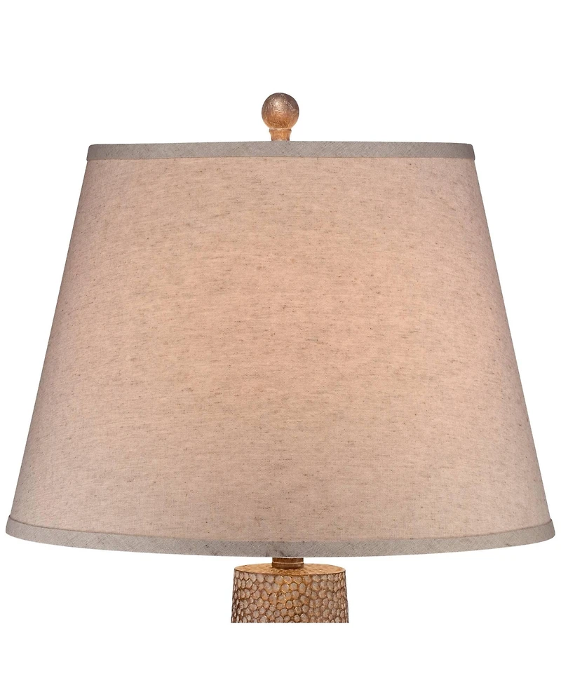 360 Lighting Bentley Rustic Farmhouse Table Lamp 29" Tall Brown Leaf Textured Hammered Pot Off White Empire Shade for Bedroom Living Room House H