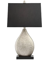 Regency Hill Marco Modern Art Deco Table Lamps 25" High Set of 2 Silver Luxe Black Rectangular Shade for Bedroom Living Room Bedside Nightstand O