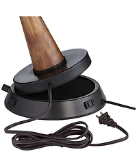 Tremont Rustic Farmhouse Table Lamp 31 1/2" Tall with Usb and Ac Power Outlets in Base Bronze Iron Dimmable Burlap Drum Shade for Bedroom Living Room