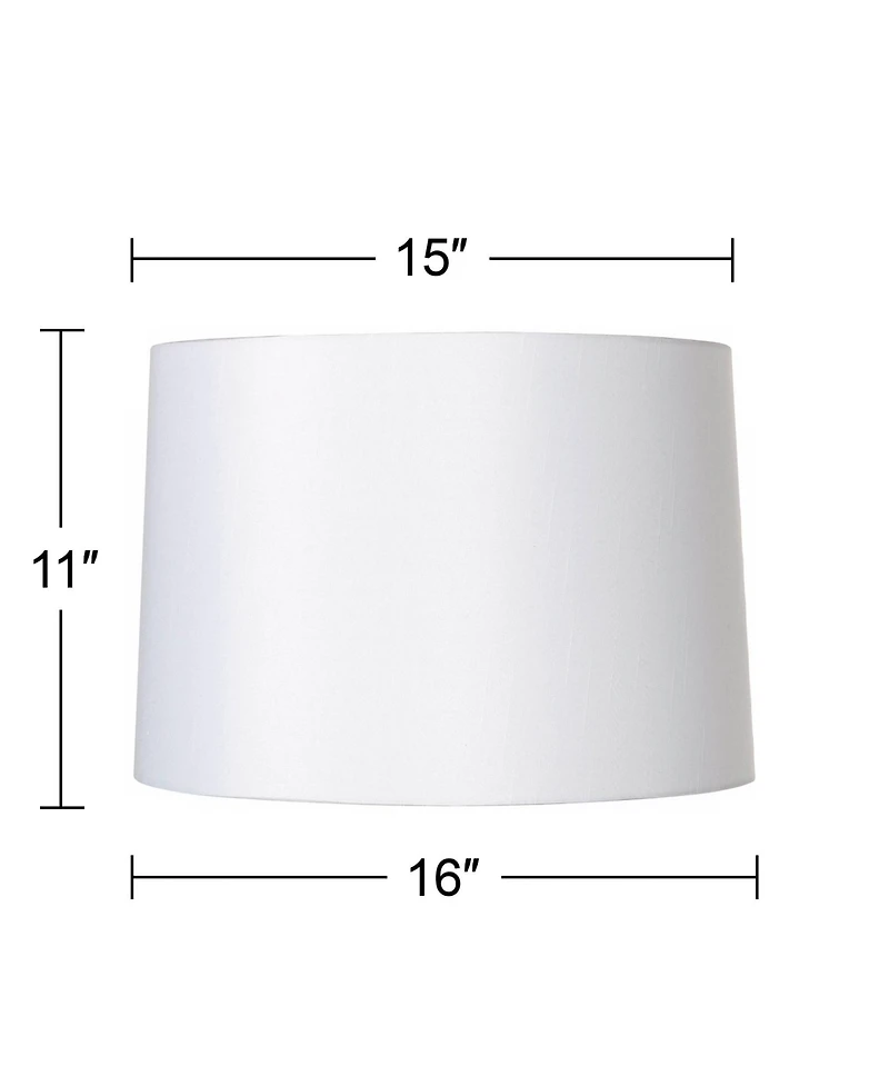 Springcrest Set of 2 Drum Lamp Shades White Medium 15" Top x 16" Bottom x 11" High Spider with Replacement Harp and Finial Fitting