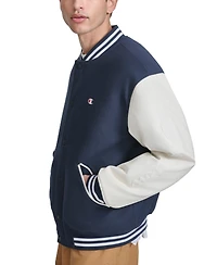 Champion Men's Colorblocked Mixed-Media Varsity Jacket