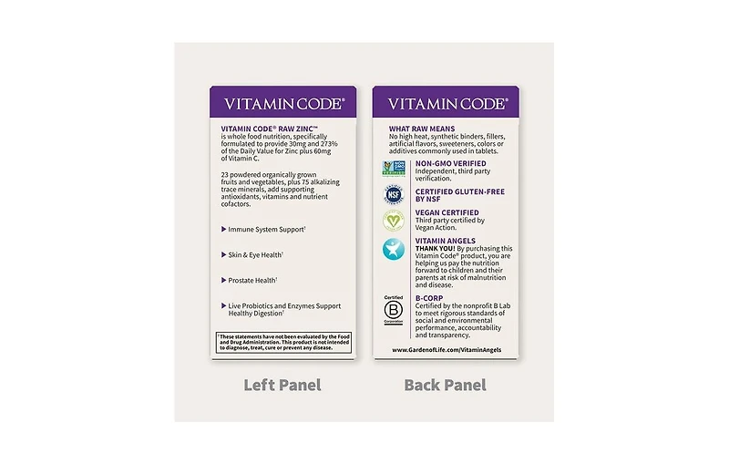 Garden of Life Vitamin code, Raw Zinc 60 vcaps