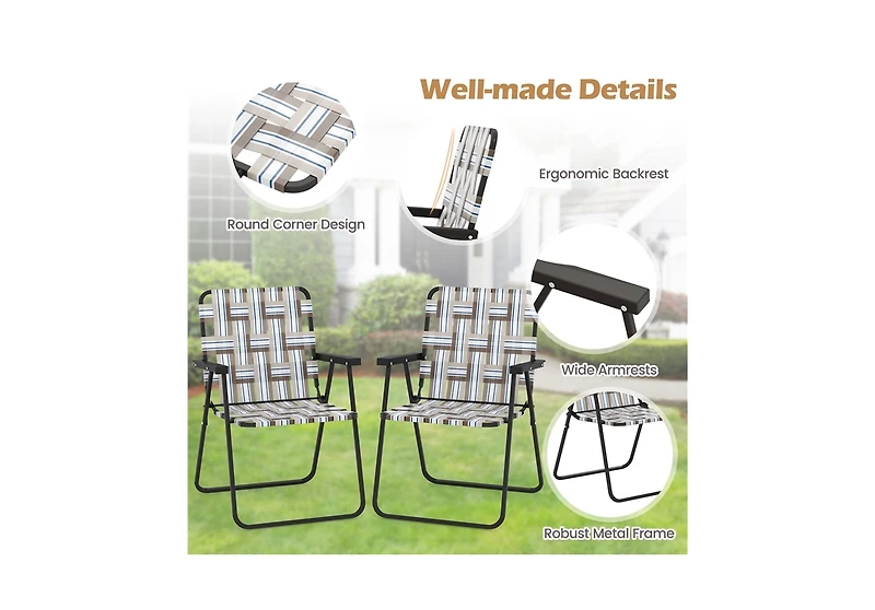 Slickblue 6 pcs Folding Beach Chair Camping Lawn Webbing