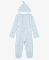 Baby Boys Travel Cotton Hat & Footed Coverall, 2 Piece Set, Exclusively at Macy's