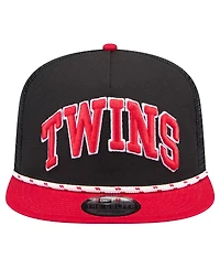 New Era Men's Black Minnesota Twins Throwback Meshback Golfer Hat