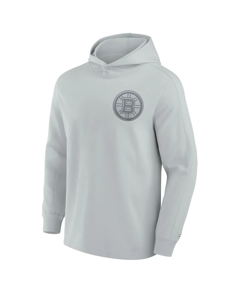 Fanatics Signature Men's Gray Boston Bruins Elements Lightweight Tri-Blend Fleece Hoodie