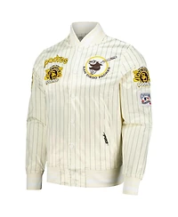 Pro Standard Men's Cream San Diego Padres Cooperstown Collection Pinstripe Retro Classic Satin Full-Snap Jacket