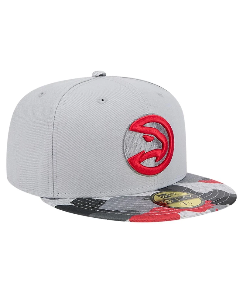 New Era Men's Gray Atlanta Hawks Active Color Camo Visor 59FIFTY Fitted Hat