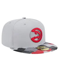 New Era Men's Gray Atlanta Hawks Active Color Camo Visor 59FIFTY Fitted Hat