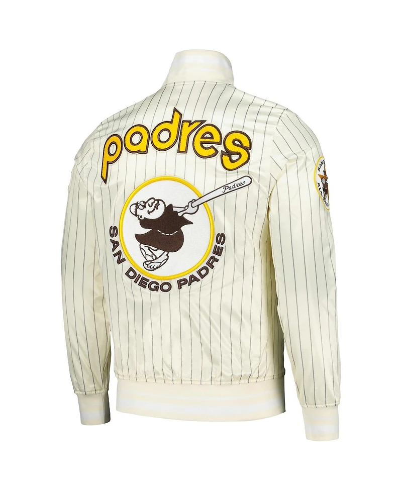 Pro Standard Men's Cream San Diego Padres Cooperstown Collection Pinstripe Retro Classic Satin Full-Snap Jacket