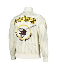 Pro Standard Men's Cream San Diego Padres Cooperstown Collection Pinstripe Retro Classic Satin Full-Snap Jacket