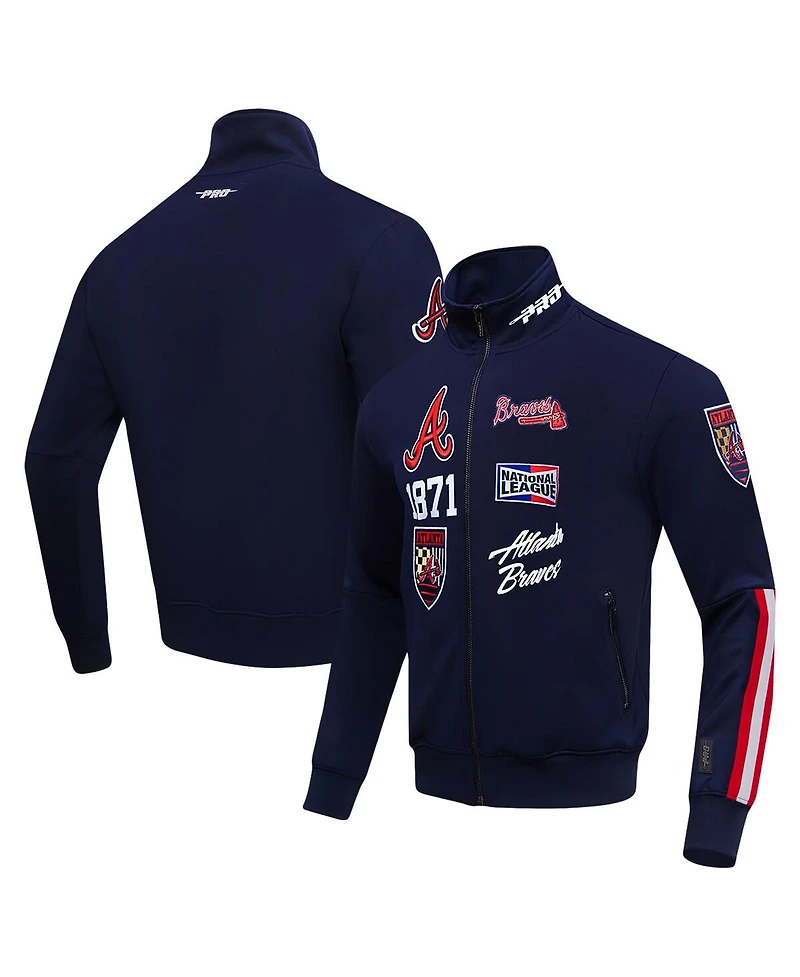 Pro Standard Men's Navy Atlanta Braves Fast Lane Full-Zip Track Jacket