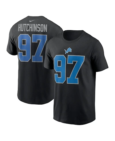 Nike Men's Aidan Hutchinson Black Detroit Lions Player Name Number T-Shirt