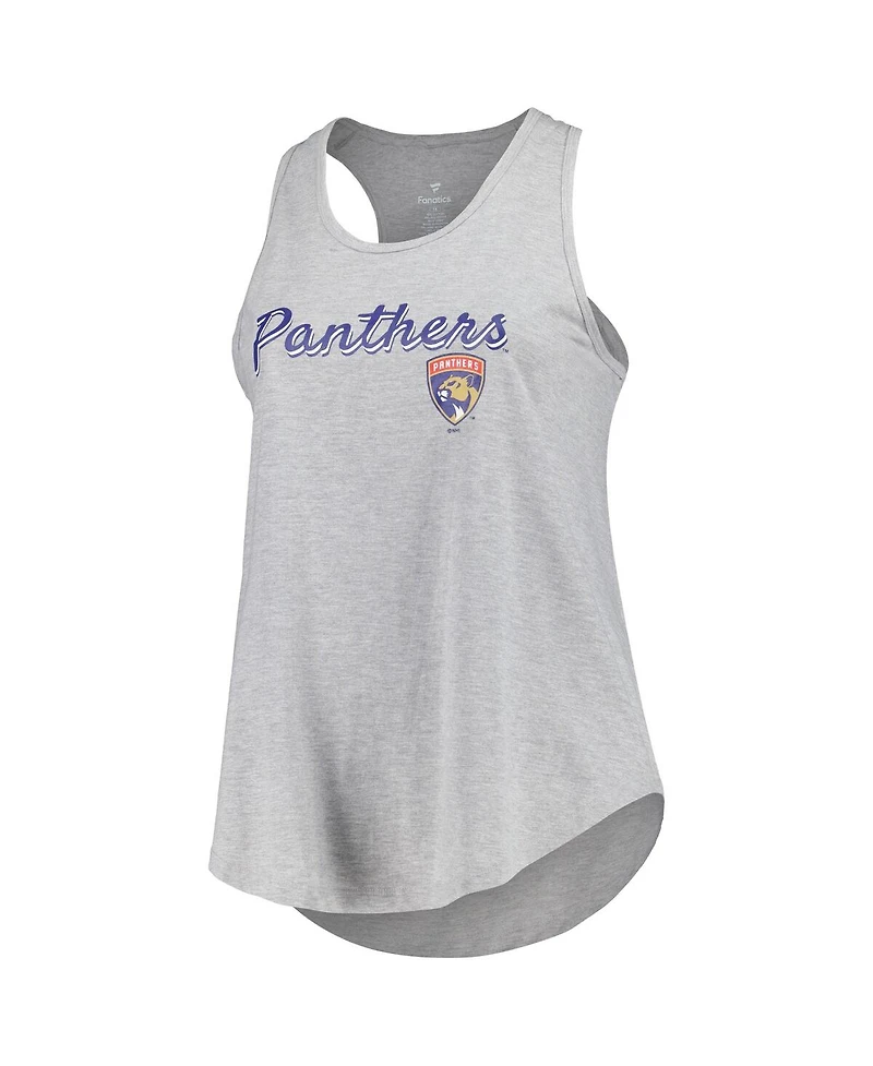 Fanatics Women's Heather Gray Florida Panthers Plus Racerback Tank Top