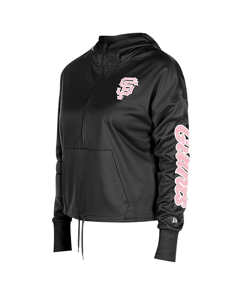 New Era Women's Black San Francisco Giants Half-Zip Hoodie