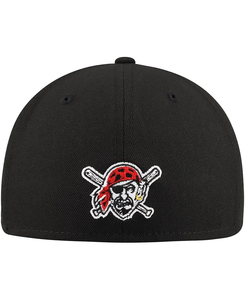 New Era Men's Black Pittsburgh Pirates Shadow Logo 59FIFTY Fitted Hat