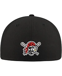 New Era Men's Black Pittsburgh Pirates Shadow Logo 59FIFTY Fitted Hat