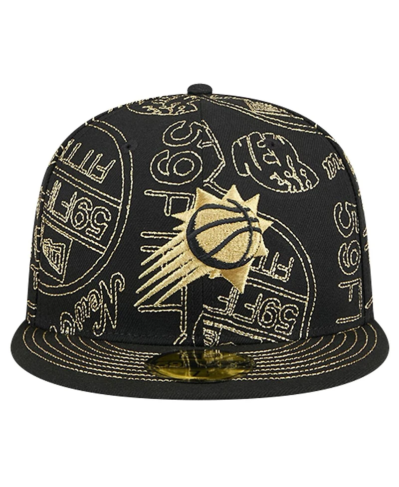New Era Men's Black Phoenix Suns 59FIFTY Day Allover Print Stencil Fitted Hat