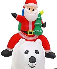 National Tree Company First Traditions Inflatable Santa Riding Polar Bear 6 ft.