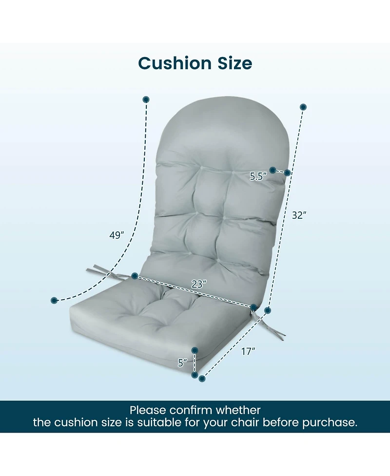 Patio Adirondack Chair Cushion with Fixing Straps and Seat Pad