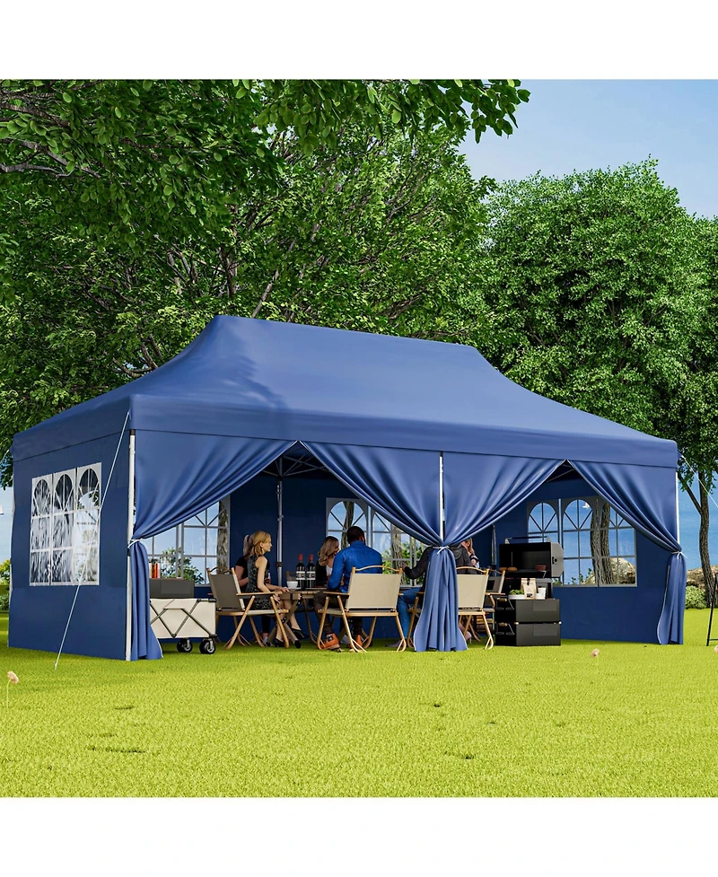 Slickblue 10 x 20 Ft Pop up Canopy with 6 Sidewalls and Windows Carrying Bag for Party Wedding Picnic