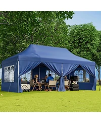 Slickblue 10 x 20 Ft Pop up Canopy with 6 Sidewalls and Windows Carrying Bag for Party Wedding Picnic