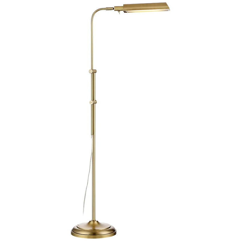360 Lighting Culver Traditional Pharmacy Floor Lamp Standing 57" Tall Plated Aged Brass Led Adjustable Metal Shade for Living Room Reading Bedroo