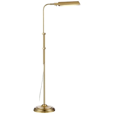 360 Lighting Culver Traditional Pharmacy Floor Lamp Standing 57" Tall Plated Aged Brass Led Adjustable Metal Shade for Living Room Reading Bedroo