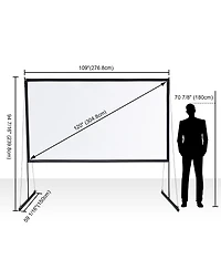 120" Portable Detachable Projector Screen with Stand Movie Projection 16:9 Hd 1.1 Gain