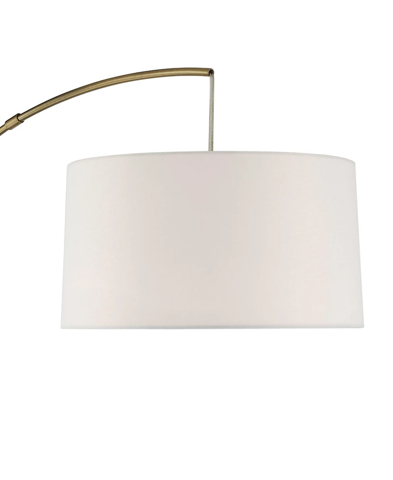 360 Lighting Modern Arc Floor Lamp with Usb Charging Port 72" Tall Brass White Linen Drum Shade for Living Room Reading House Home