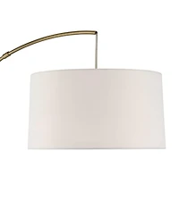 360 Lighting Modern Arc Floor Lamp with Usb Charging Port 72" Tall Brass White Linen Drum Shade for Living Room Reading House Home