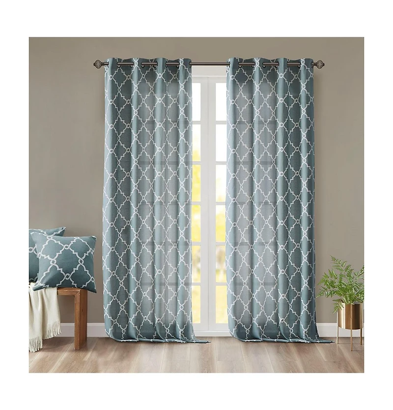 Madison Park Saratoga Fretwork Print Grommet Top Window Curtain Panel