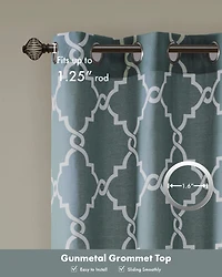 Madison Park Saratoga Fretwork Print Grommet Top Window Curtain Panel