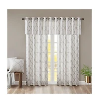 Madison Park Saratoga Fretwork Print Grommet Top Window Valance for Bedroom, 18 inch valances windows Living Room, Width 50 length inches,