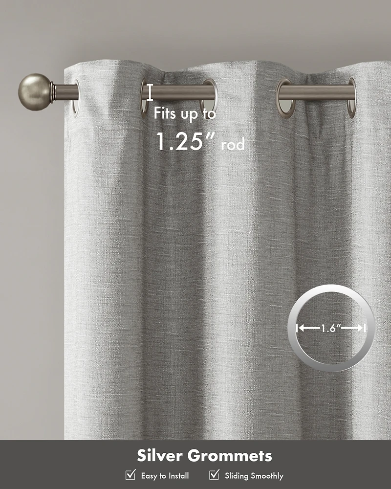 SunSmart Como Tonal Printed Faux Silk Blackout Curtains for Bedroom, Grommet Top Design Panels Pair for Living Room, Width 42 length 84 inches 2 panel