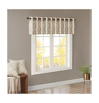 Madison Park Saratoga Fretwork Print Grommet Top Window Valance for Bedroom, 18 inch valances windows Living Room, Width 50 length inches,
