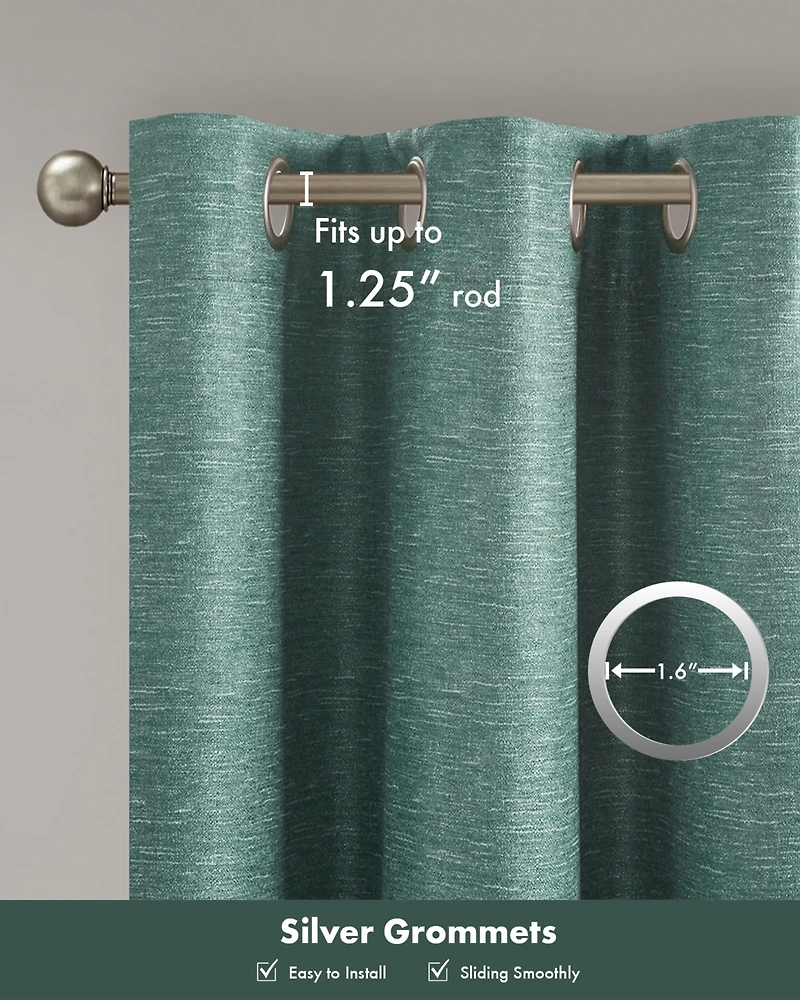 SunSmart Como Tonal Printed Faux Silk Room Darkening Curtain for Bedroom, Grommet Top Design Panels Pair for Living Room