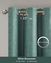 SunSmart Como Tonal Printed Faux Silk Room Darkening Curtain for Bedroom, Grommet Top Design Panels Pair for Living Room