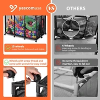 Yescom Metal Frame 10 Wheels Rolling Mesh Pool Storage Bin Xx-Large Double Decker with Noodle Holder Pool Float Storage Organizer