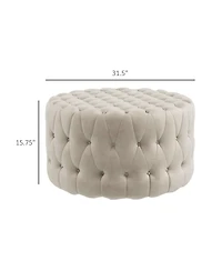 Homcom Button Tufted Ottoman Foot Stool with Velvet-feel Upholstery,