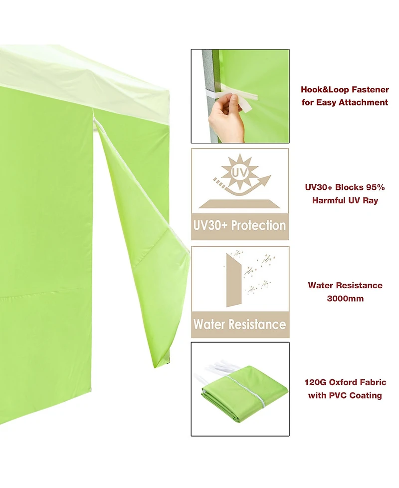 Instahibit 1080D 120g Privacy Sidewall Zipper UV30+ Fits 10x10fr Canopy 2 Pieces