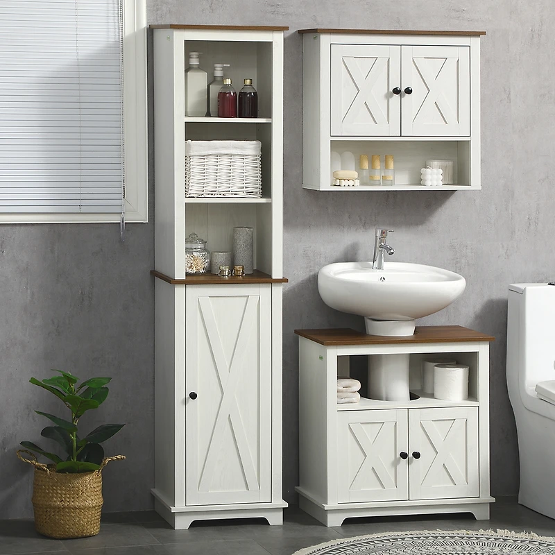 kleankin Slim Bathroom Storage Cabinet Freesding Linen Tower