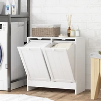 kleankin Tilt-out Laundry Storage Cabinet with 2 Hamper Compartments,