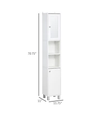 Kleankin 71" Slim Freestanding Bathroom Floor Cabinet Tower Organizer, White