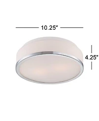 Mavis Modern Ceiling Light Flush-Mount Fixture 10.25" Wide Sleek Chrome 2-Light White Opal Glass Shade for Bedroom Kitchen Living Room Hallway Di