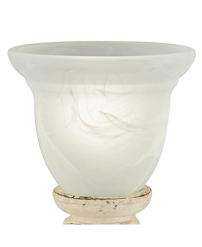 Regency Hill Country Cottage Accent Table Lamp 18 1/4" High French Beige Alabaster Glass Uplight Shade for Living Room Bedroom