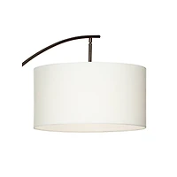 Possini Euro Design Raymond Modern Arc Floor Lamp 69" Tall Bronze Adjustable Boom Arm Off White Linen Drum Shade for Living Room Reading Bedroom