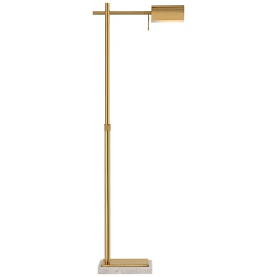 Possini Euro Design Gazette Traditional Pharmacy Floor Lamp Standing 60" Tall Warm Gold Adjustable Height Swivel Head Metal Shade Decor for Living Fam