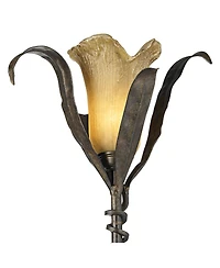 Franklin Iron Works Rustic Farmhouse Sculptural Floor Lamp 68 1/4" Tall Bronze Gold 3-Light Amber Glass Intertwined Lily Flower Shade for Living
